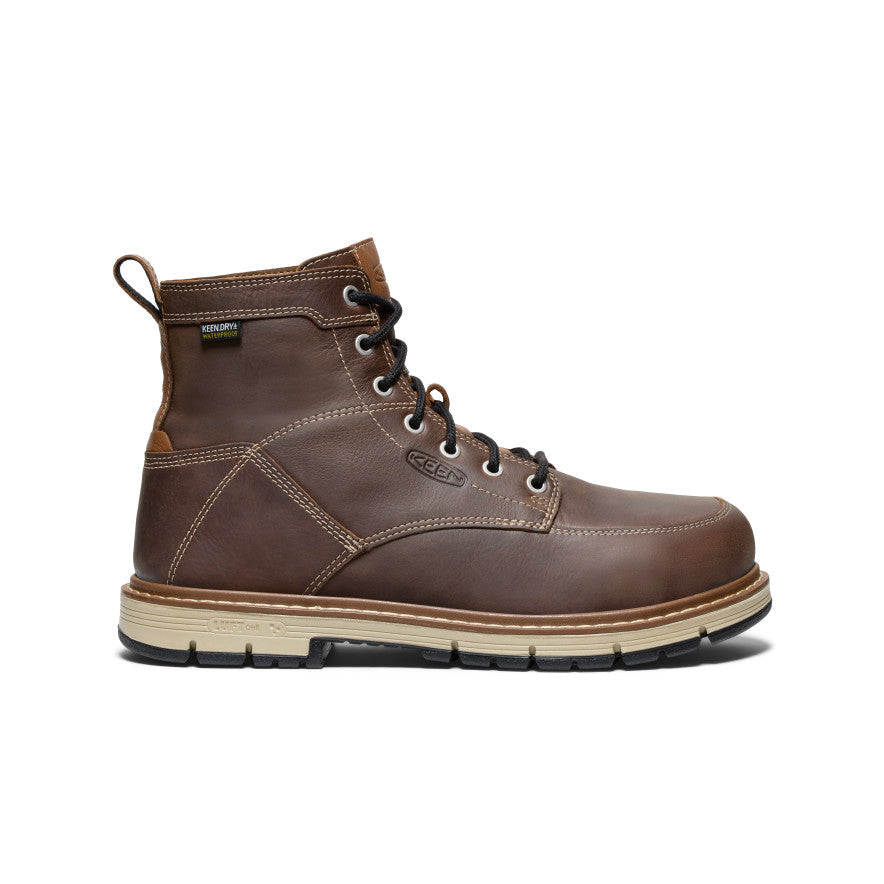 Men's San Jose 6" Waterproof 90° Heel Boot (Aluminum Toe) Bison/Black / Keen