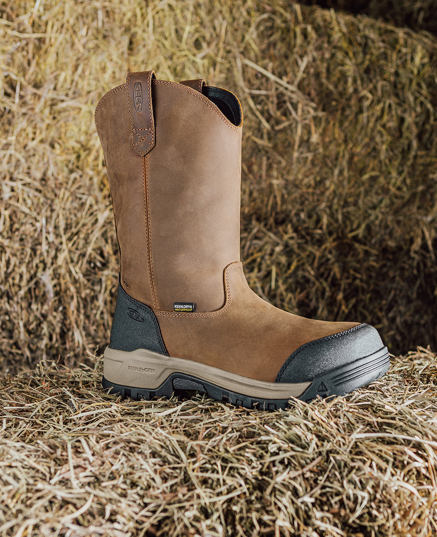 Men's Evanston Pull-On Waterproof Boot (Soft Toe) Bison/Black / Keen