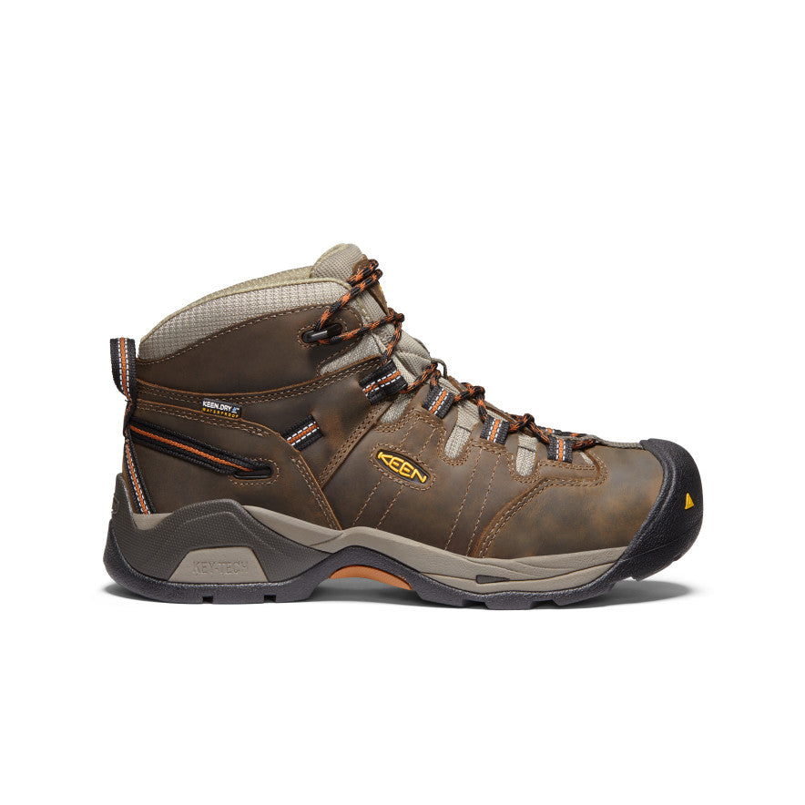 Men's Detroit XT Waterproof Boot (Soft Toe) Black Olive/Leather Brown / Keen